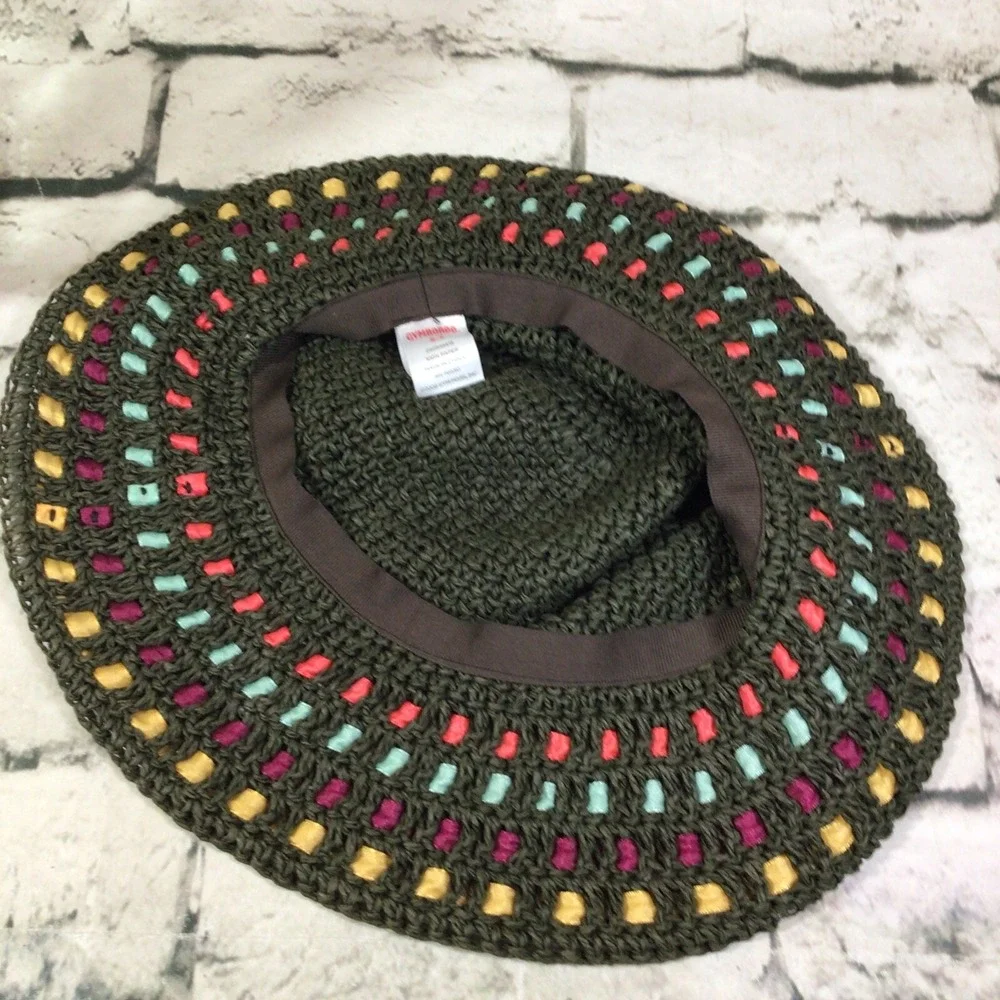 Gymboree Hat Girls Size 5-7 Floppy 100% Paper‎ Woven Ribbon Trim Sun Cap